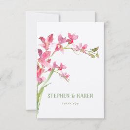 Cartões de agradecimentos Elegante Orquídea Rosa