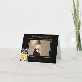 Cartões de agradecimentos Elegante Preto e Dourado