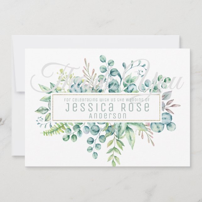 Cartões de agradecimentos Eucalyptus - Texto em am (Frente)