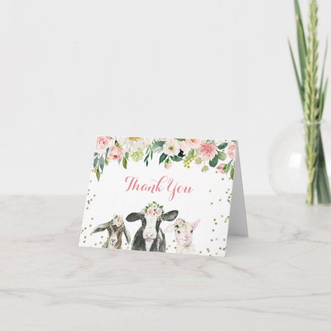 Cartões de agradecimentos fazenda de Chá de fralda (Frente)