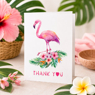 Cartões de agradecimentos Flamingo, cor-de-rosa, C