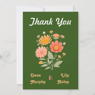 Cartões de agradecimentos Flat Floral Retro Vibran