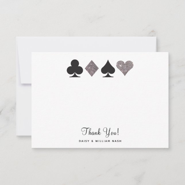 Cartões de agradecimentos Flat Glitter de Silver e (Frente)