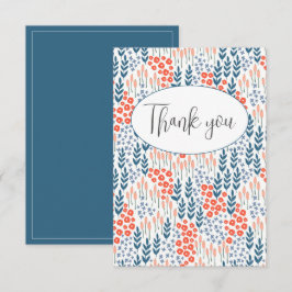 Cartões de agradecimentos Flor Floral Azul bonito