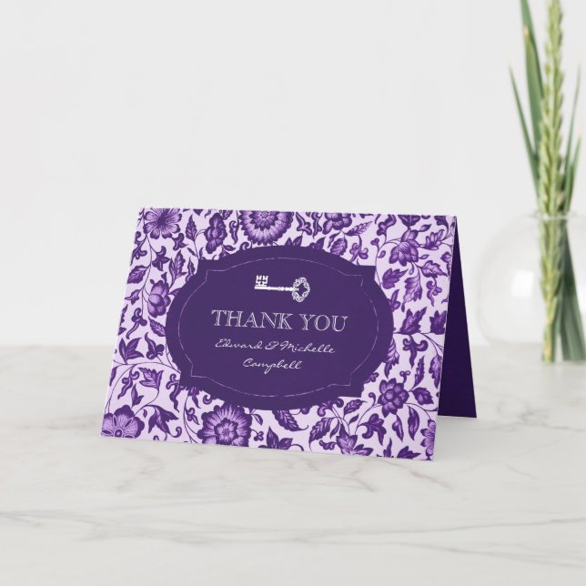 Cartões de agradecimentos florais & chaves do (Frente)