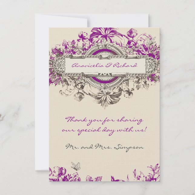 Cartões de agradecimentos florais do casamento do (Frente)