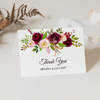 Cartões de agradecimentos florais simples de