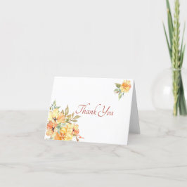 Cartões de agradecimentos floral amarelo e cor de 