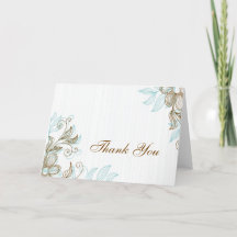 Cartões de agradecimentos Floral Azul e Castanho