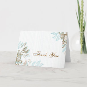Cartões de agradecimentos Floral Azul e Castanho