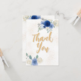 Cartões de agradecimentos Floral Azul e Chá de fra
