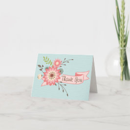 Cartões de agradecimentos Floral Azul e Coral boni