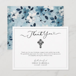 Cartões de agradecimentos Floral Azul Elegante par