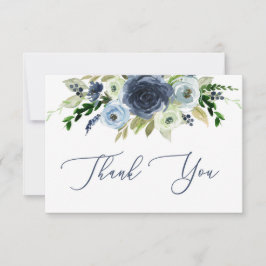 Cartões de agradecimentos floral azul, floral