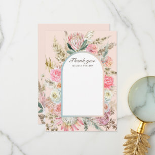 cartões de agradecimentos floral boêmico teal eleg