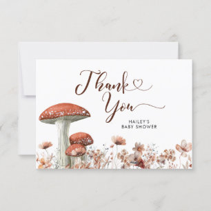 Cartões de agradecimentos Floral Boho Mushroom de
