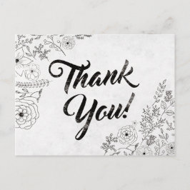 Cartões de agradecimentos Floral Branco e Preto Vi
