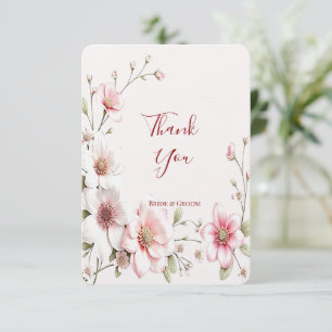 Cartões de agradecimentos Floral Branco Elegante