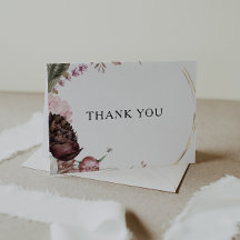 Cartões de agradecimentos Floral Burgundy Boho
