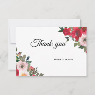 Cartões de agradecimentos floral cor-de-água rosa-