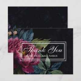 Cartões de agradecimentos floral cor-de-rosa-escur