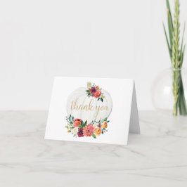 Cartões de agradecimentos floral de abóbora-burgun