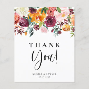 Cartões de agradecimentos Floral de Blooms de Outo