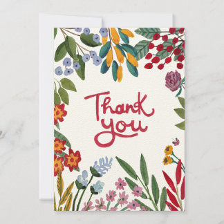 Cartões de agradecimentos Floral de Cores Aquática