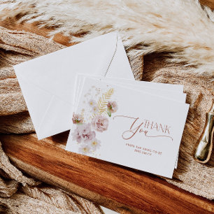 Cartões de agradecimentos floral de jardim minimal