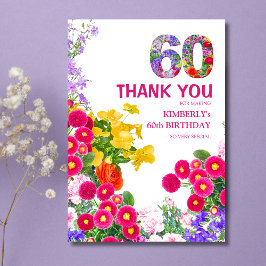 cartões de agradecimentos floral do buquê 60º fest