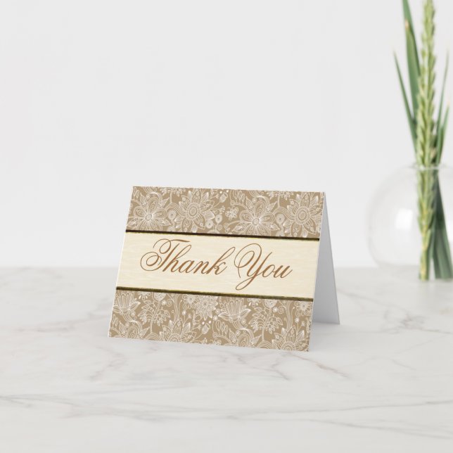 Cartões de agradecimentos Floral Dourado (Frente)