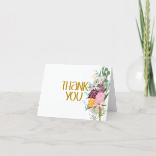 Cartões de agradecimentos Floral Dourado e Roxo El