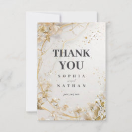 Cartões de agradecimentos Floral Dourado Elegante