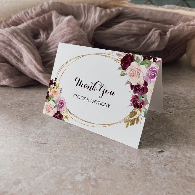 Cartões de agradecimentos Floral Geométrico Dourad (Criador carregado)