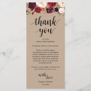 Cartões de agradecimentos Floral Kraft Place Burgu