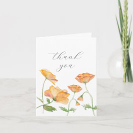 Cartões de agradecimentos Floral Laranja Aquarela