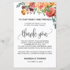 Cartões de agradecimentos Floral Laranja Autumn Bu