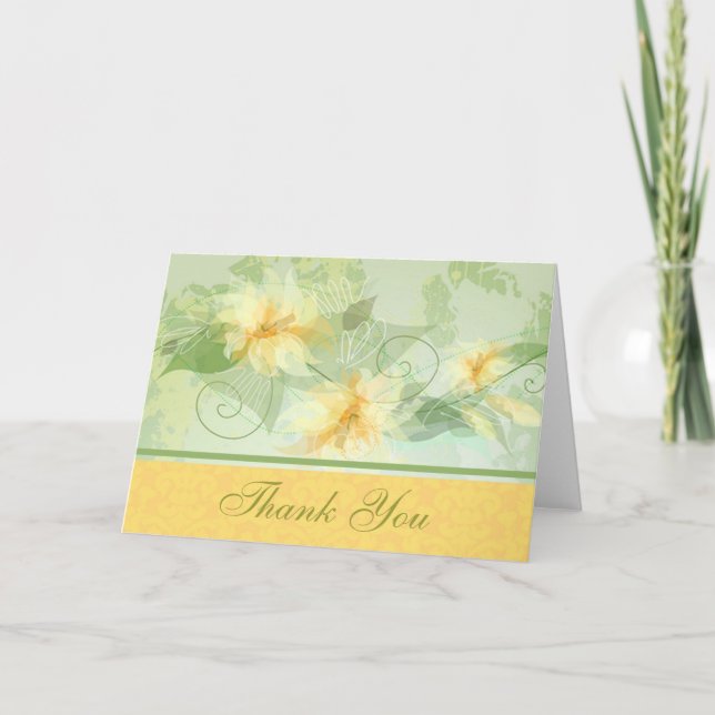 Cartões de agradecimentos Floral Laranja Com Damas (Frente)