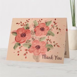 Cartões de agradecimentos Floral na moda Vermelho