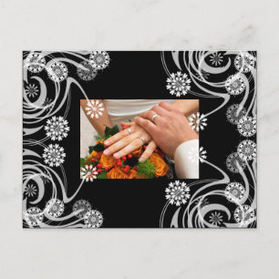 Cartões de agradecimentos Floral Preto e Cinza