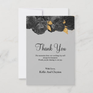 Cartões de agradecimentos Floral Preto E Dourado