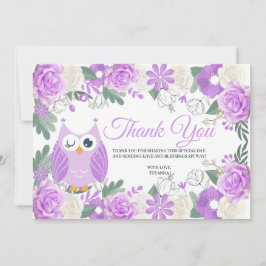 Cartões de agradecimentos Floral Purple Owl