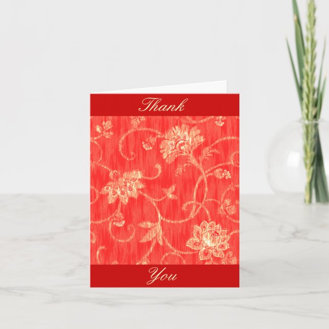 Cartões de agradecimentos Floral Red Cream (Frente)