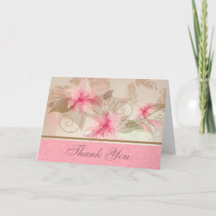 Cartões de agradecimentos Floral Rosa Com Damasco