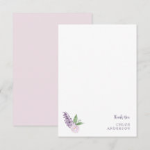Cartões de agradecimentos Floral Rosa e Roxo Perso
