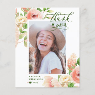 CARTÕES DE AGRADECIMENTOS Floral Rosa Elegante Ros