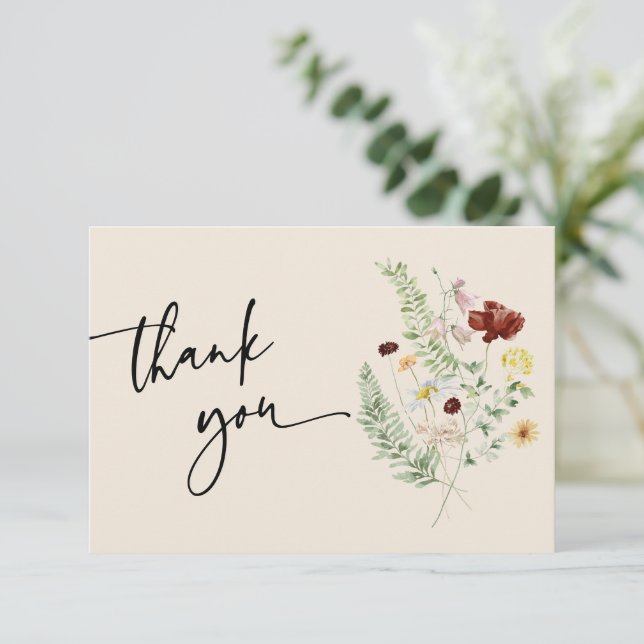 Cartões de agradecimentos Floral Simples e Chic (Em pé/Frente)