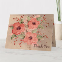 Cartões de agradecimentos Floral Vermelho do Desig