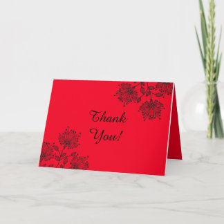 Cartões de agradecimentos Floral Vermelho e Preto