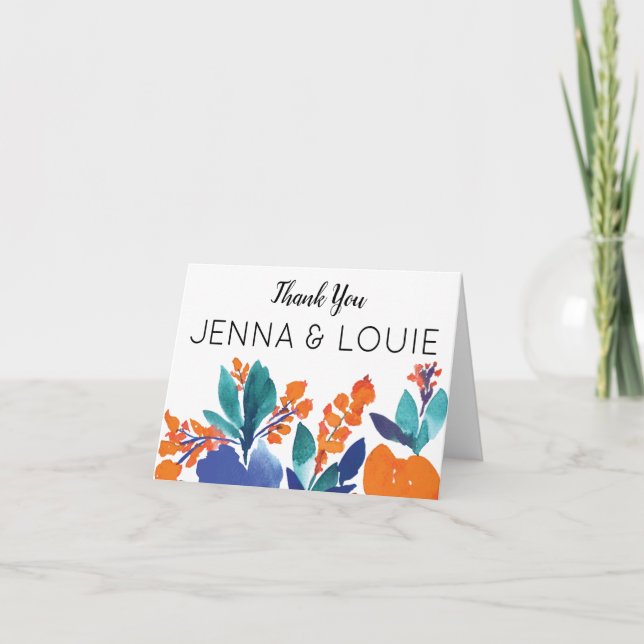 Cartões de agradecimentos Floral Vibrante (Frente)